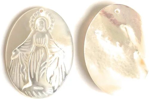 Vista 2 de Medalla Milagrosa Colgante Madre Perla Charm Virgen María