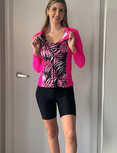 Vista 7 de JACK SMITH Traje de baño de 3 piezas de manga larga con cremallera frontal, tankini UPF 50 para mujer