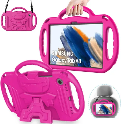 Vista 11 de AVAWO Funda infantil para Samsung Galaxy Tab A8 de 10.5 pulgadas 2021 (SM-X200/X205), con correa, mango soporte ligero a prueba de golpes, negro