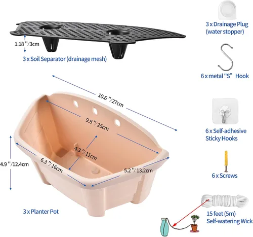 Vista 2 de ORIMERC Macetas de madera imitada de 9.8 pulgadas para plantas de interior, macetas colgantes de pared para interiores y exteriores, maceta vertical