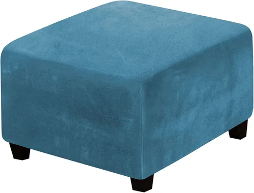 Vista 6 de ADPON Fundas otomanas cuadradas de terciopelo para otomanas, fundas protectoras para reposapiés cuadrados, fundas protectoras para taburetes de Beige