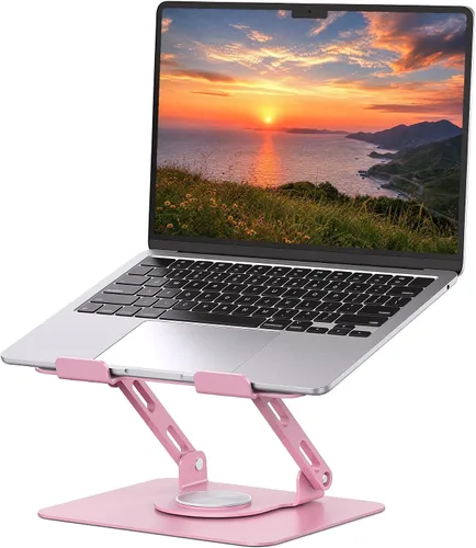Vista 13 de SOUNDANCE Soporte giratorio 360º para laptop, elevador ergonómico para computadora de escritorio, soporte de metal multiángulo de altura ajustable