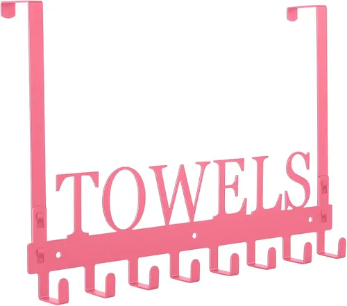 Vista 10 de Azmoncy Ganchos sobre la puerta, toallero para baño, soporte para toallas para colgar de alta resistencia, colgador de toallas de montaje en pared