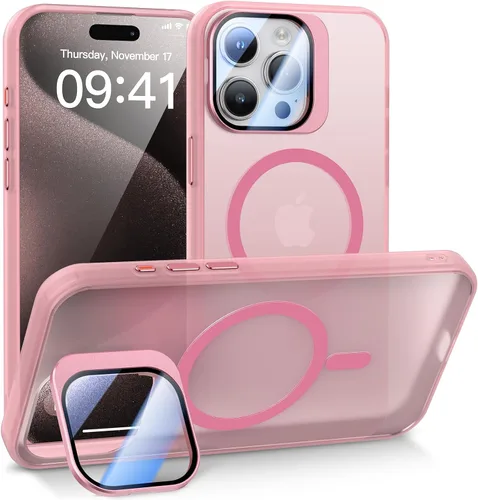 Vista 13 de Meifigno Window Mag Series - Funda diseñada para iPhone 15 Pro, soporte de cámara integrado y compatible con MagSafe, parte trasera mate translúcida