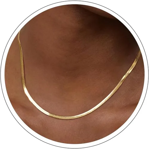 Vista 19 de DEARMAY - Collares de oro bañado de 14 quilates para mujer, delicado collar de gargantilla de espiga de oro, collar de serpiente en capas finas