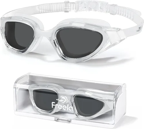 Vista 11 de Freela Gafas de natación polarizadas unisex para adultos, protección UV400, antivaho de 180° de ancho, visión clara para hombres, mujeres y jóvenes