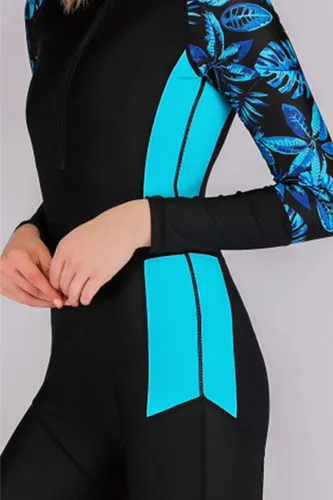 Vista 5 de Traje de Baño para Mujer, Diseño de Una Sola Pieza, Manga Larga, Traje para Surf, Protección Solar