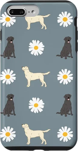 Vista 12 de Labrador Retriever y Daisy Flower Pattern - Carcasa para iPhone 17, color azul polvoriento