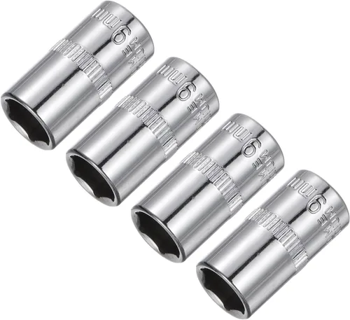 Vista 12 de uxcell 4 Pcs 1/4-Inch Drive 0.197 in 6-Point Zócalo poco profundo, métrico, acero con cromado
