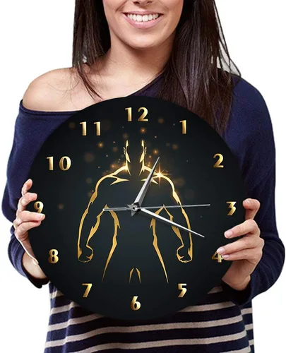 Vista 8 de The Geeky Days Reloj de tiempo de entrenamiento de fuerza, arte deportivo, gimnasio, sin tictac, reloj de pared para fitness, culturismo