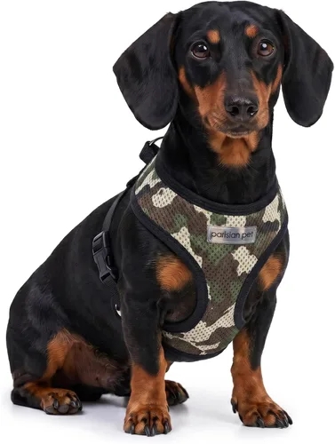Vista 50 de Arnés para perro Parisian Pet - Arnés de libertad ajustable - Chaleco para perro de camuflaje verde - Arnés para perro de 100% tela de malla