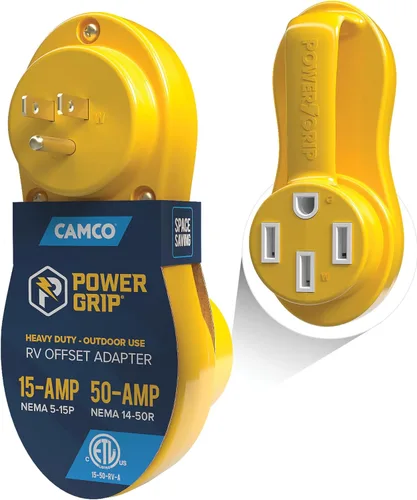 Vista 9 de Camco Power Grip - Adaptador eléctrico de compensación - Adaptador de corriente RV de 50 amperios a 30 amperios - Diseño de compensación