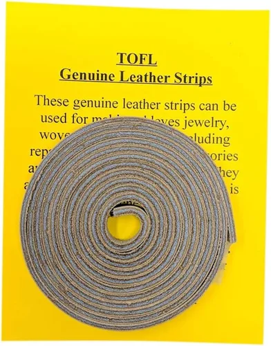 Vista 7 de TOFL Genuine Leather Strap, Top Grain Cowhide Craft Strip – Beige (2 Pack)