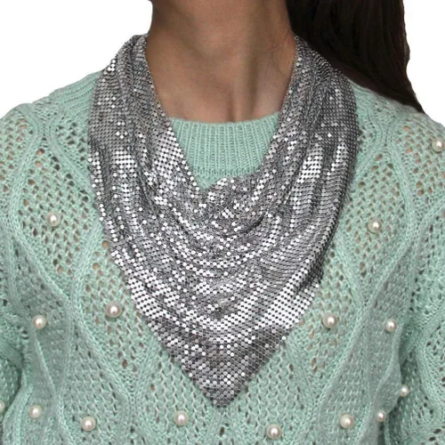 Vista 2 de MANILAI - Collar de metal grueso para mujer, gargantilla estilo babero