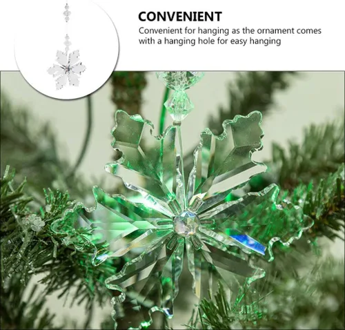 Vista 9 de EXCEART Christmas Snowflake Hanging Ornaments Acrylic Xmas Tree Decorations for Home Door and for Creating Festive Scenes and Giving