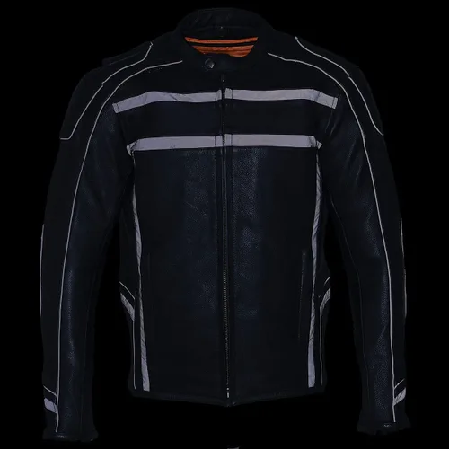 Vista 7 de Milwaukee Leather ML2083 - Chaqueta de cuero reflectante con ventilación para hombre