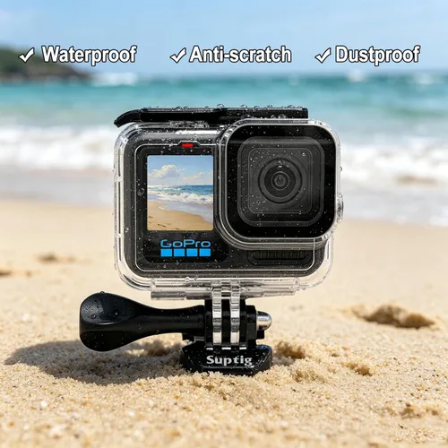 Vista 8 de Suptig Carcasa protectora impermeable para GoPro Hero 12/Hero 11/Hero 10/Hero 9 Negro Impermeable 164F