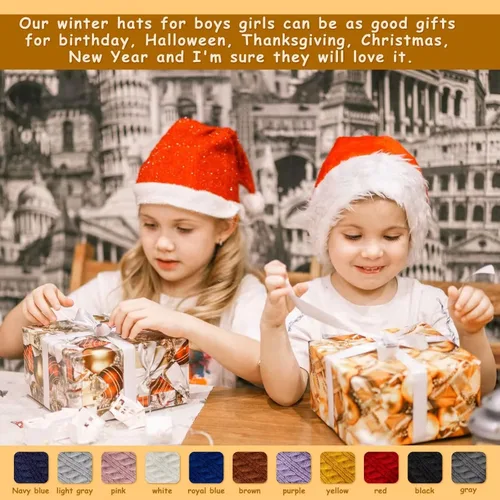 Vista 8 de Baby Winter Hat Scarf Set 2 Pack Toddler Beanie Hats Girl Boy with Neck Warmer Beanie for Kids Knit Warm for Cold Weather