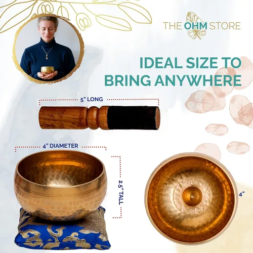 Vista 2 de Juego de cuencos tibetanos de Ohm Store — Cuenco de meditación Lingam martillado a mano — Yoga, equilibrio de chakras, atención plena, alivio