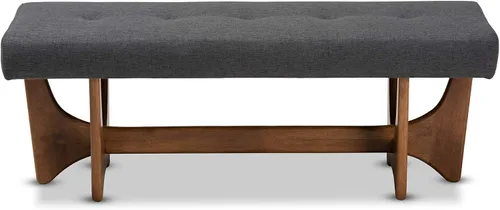 Vista 4 de Baxton Studio Bancos, talla única, gris oscuro/nogal Gris oscuro/marrón nogal