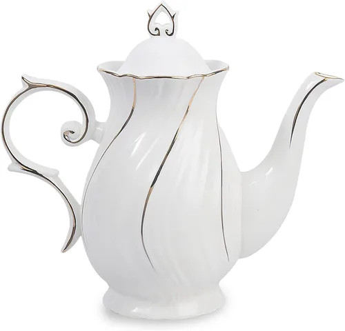 Vista 9 de Tetera de cerámica Agyiuns, tetera de porcelana con tapa, 38.8 Oz para té, leche, café, té de flores (Azul)