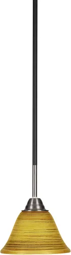 Vista 110 de Toltec Lighting Paramount - Mini colgante de 1 luz en acabado negro mate con cristal de arte perla de 7 pulgadas y estilo negro