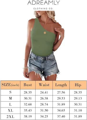 Vista 5 de Adreamly Body sexy sin mangas con un hombro descubierto y espalda recortada para mujer