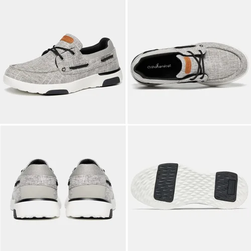 Vista 2 de OrthoComfoot Mocasines ortopédicos sin cordones para hombre mocasines casuales de lona para fascitis plantar con soporte de arco, cómodos zapatos