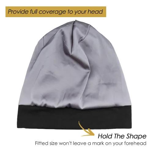 Vista 3 de Gorro de dormir para mujer, de bambú suave, con forro de satén grande, para proteger el cabello, color arco iris viento