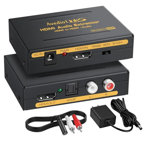 Vista 10 de avedio Links Divisor extractor de audio HDMI 4K, adaptador convertidor de audio HDMI 1080P + Toslink SPDIF óptico + audio analógico estéreo L/R