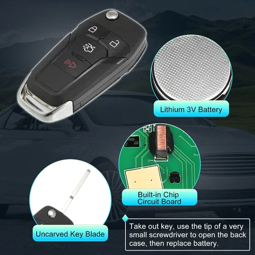 Vista 4 de X AUTOHAUX 315MHz N5F-A08TAA reemplazo inteligente de proximidad sin llave llave llave remoto llavero para Ford Fusion 2013 2014 2015 2016 4 botones