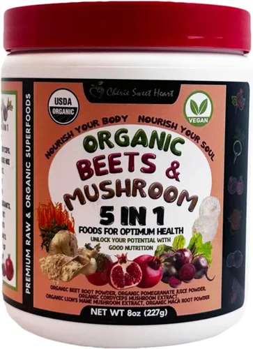 Vista 6 de Cherie Sweet Heart USDA Superalimento en polvo orgánico de remolacha, óxido nítrico 3 en 1, apoya la presión arterial saludable y la circulación