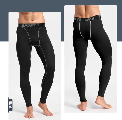 Vista 2 de Tesuwel Paquete de 1 o 2 pantalones de compresión para hombre, para baloncesto, atletismo, entrenamiento, correr, leggings deportivos para gimnasio