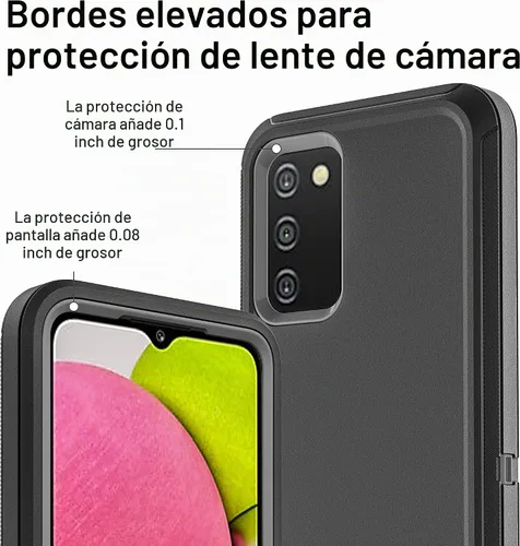 Vista 2 de Funda para teléfono Samsung Galaxy A03S, Galaxy A03S con 2 piezas de película nano a prueba de explosiones, 3 en 1, funda resistente a prueba