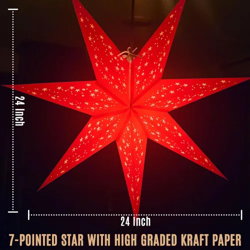 Vista 2 de GalaxyArts - Naxatra (blanco mediano 7 puntas) - Linterna de estrella de papel