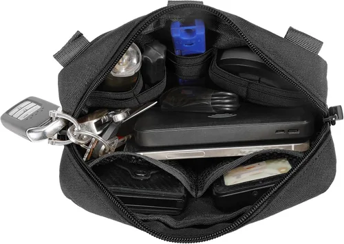 Vista 6 de FRTKK - Funda táctica Molle Admin Pouch Utility de corte láser EDC, bolsa de herramientas, fundas modulares horizontales, incluye parche