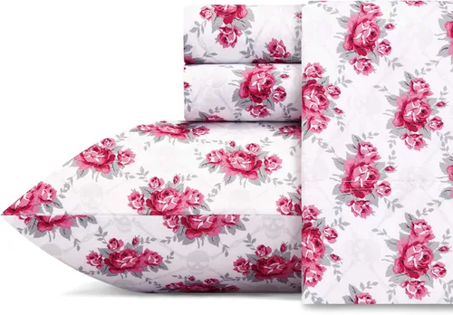 Vista 19 de Betsey Johnson - Juego de sábanas de tamaño individual, ropa de cama de microfibra con estampado Nerdy Teddies con sábana bajera de bolsillo