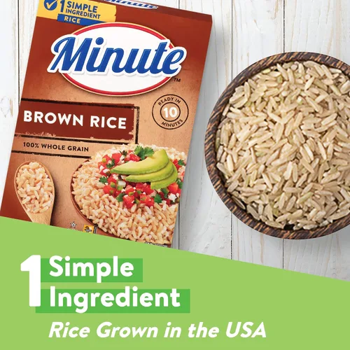 Vista 4 de Arroz integral Minute, arroz integral instantáneo para comidas rápidas, caja de 14 onzas