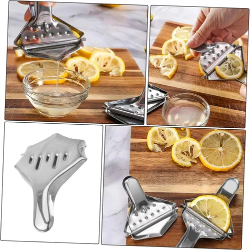 Vista 6 de SHOWERORO Exprimidor manual de limón de acero inoxidable, 2 unidades, exprimidor manual de cítricos para extractor de jugo de frutas para uso
