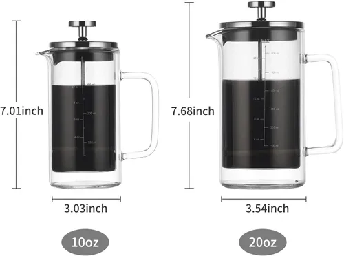 Vista 7 de Decdeal - Cafetera francesa de doble pared con vidrio de borosilicato Resistente al calor