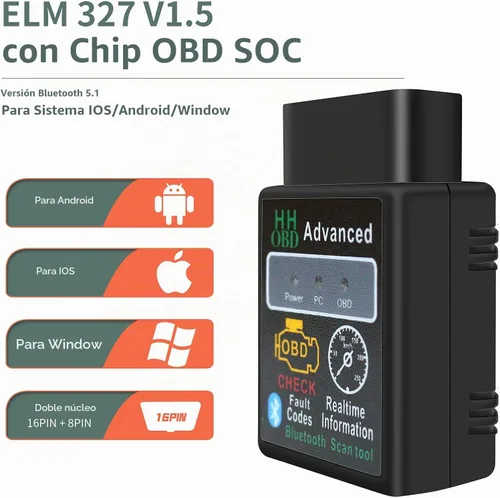 Vista 3 de OBD2 Bluetooth Lector de Códigos de Diagnóstico Inalámbrico OBD II Herramienta de Escaneo Restablecer y Borrar Verificar Luz del Motor del Coche