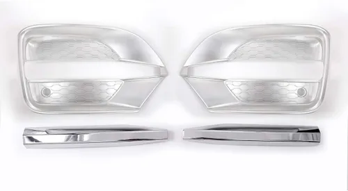 Vista 6 de YIWANG ABS cromo delantero niebla luz cubierta cubierta Trim 4 unids para Jaguar F-Pace X761 (plata mate)