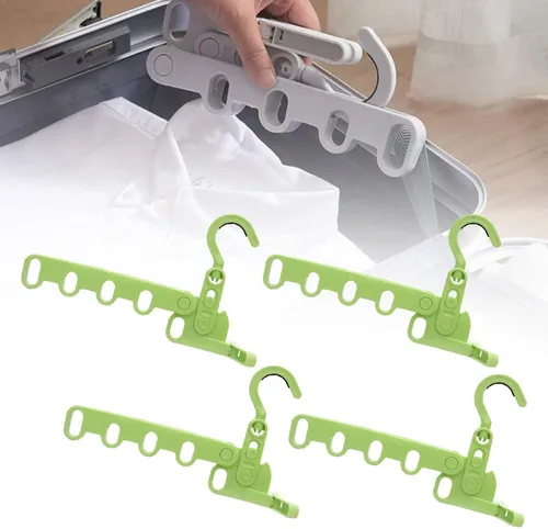 Vista 7 de 2 perchas plegables de viaje, colgador de ropa plegable portátil con 5 agujeros, colgador de ropa montado en la pared, estante de secado plegable