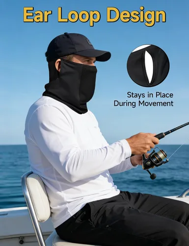 Vista 5 de OZERO Mascarilla refrescante para el cuello con trabillas para las orejas Negro + negro + negro