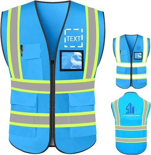 Vista 11 de Personalizar su texto/logotipo/imagen chaleco de seguridad de alta visibilidad ropa de trabajo de protección con tiras reflectantes