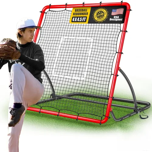 Vista 7 de Red de rebote de béisbol resistente, red de rebote de béisbol y softbol para tierra, conducción de línea, configuración de retorno de pelota