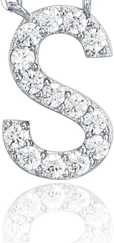 Vista 122 de PAVOI 14K White Gold Plated Cubic Zirconia Initial Necklace Letter Dainty Necklaces for Women