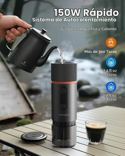 Vista 3 de cafetera espresso portátil (negro)