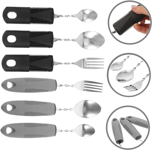 Vista 3 de SHOWERORO 6Pcs Weighted Utensil for Elderly Adaptive Tableware for Adults with Hand Tremors Non Slip Design Convenient Dining