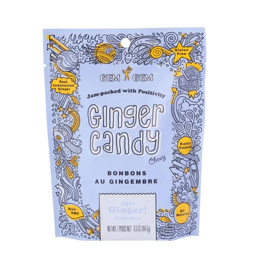Vista 29 de Gem Gem Caramelos de jengibre masticables de sabor a limón, muestras de degustación de 1.25 oz